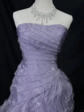 Elegant Purple Mermaid Strapless Tulle Layered Long Prom Dress Formal Evening Dress HZ1108