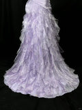 Elegant Purple Mermaid Strapless Tulle Layered Long Prom Dress Formal Evening Dress HZ1108