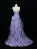 Elegant Purple Mermaid Strapless Tulle Layered Long Prom Dress Formal Evening Dress HZ1108