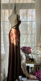Vintage Chocolate Mermaid Sweetheart Neck Satin Long Prom Dress Elegant Evening Gown HZ1108