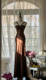 Vintage Chocolate Mermaid Sweetheart Neck Satin Long Prom Dress Elegant Evening Gown HZ1108