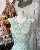 Vintage Mermaid V-neck Satin Tulle Long Prom Dress HZ1108