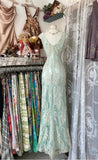 Vintage Mermaid V-neck Satin Tulle Long Prom Dress HZ1108