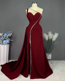 Elegant Pink Long One Shoulder Sleeveless Prom Dress Long Slit Online HZ1108