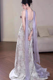 Elegant Purple Mermaid Strapless Satin Tulle Long Prom Dress Applique Evening Gown HZ1108