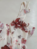 French ruffled halter dress with floral print HZ1108