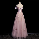 Pink A-Line Strapless Satin Tulle Long Prom Dress Graduation Prom Birthday Dress HZ1108