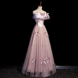 Pink A-Line Strapless Satin Tulle Long Prom Dress Graduation Prom Birthday Dress HZ1108