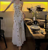 Mermaid Halter Neck Tulle Beading Vintage Long Prom Dress Birthday Dress HZ1108