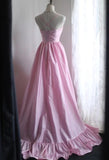 A-Line Spaghetti Strap Satin Long Bridesmaid Dress Birthday Quinceanera Dress Prom Dress HZ1108