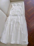 White Bodycon Dress Strapless Chiffon Long Prom Dress Simple Evening Dress HZ1108