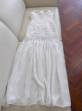White Bodycon Dress Strapless Chiffon Long Prom Dress Simple Evening Dress HZ1108
