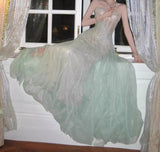 Gentle A-Line Sequined Tulle Strapless Long Prom Dress Adult Ceremony Prom Dress HZ1108