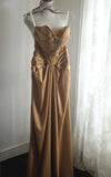 Mermaid Gold Strapless Satin Long Prom Dress Simple Evening Dress HZ1108