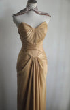 Mermaid Gold Strapless Satin Long Prom Dress Simple Evening Dress HZ1108