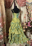 ??Fairytale Sage A-Line Mask Prom Dress Beaded Satin Evening Gown for Birthady&Graduation HZ1108