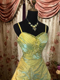 ??Fairytale Sage A-Line Mask Prom Dress Beaded Satin Evening Gown for Birthady&Graduation HZ1108