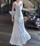 Gentle White Bodycon Dress Spaghetti Straps Prom Dress Graduation Prom Adult Ceremony Dress HZ1108