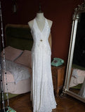 White Mermaid V-neck Velvet Chiffon Prom Dress HZ1108
