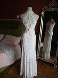 White Mermaid V-neck Velvet Chiffon Prom Dress HZ1108