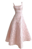 Pink A-Line Vintage Butterfly Embroidered Satin Prom Dress Birthday HZ1108