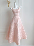 Pink A-Line Vintage Butterfly Embroidered Satin Prom Dress Birthday HZ1108