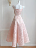 Pink A-Line Vintage Butterfly Embroidered Satin Prom Dress Birthday HZ1108