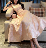 Pink A-Line Vintage Butterfly Embroidered Satin Prom Dress Birthday HZ1108