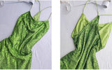 Vintage Green Sheath Spaghetti Strap Sequined Prom Dress Birthday Dress HZ1108