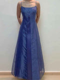 Vintage Spaghetti Strap Blue Tulle Beaded Prom Dress HZ1108