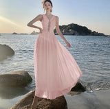 Pink V-neck A-Line Cute Birthday Prom Dress HZ1108