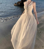 Pink V-neck A-Line Cute Birthday Prom Dress HZ1108