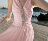 Pink V-neck A-Line Cute Birthday Prom Dress HZ1108