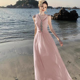 Pink V-neck A-Line Cute Birthday Prom Dress HZ1108