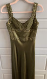 Olive Green Mermaid Spaghetti Straps Satin Beaded Long Prom Dress Evening Dress HZ1108