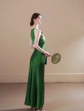 Off-white satin halter neck dress birthday engagement dress HZ1108