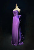 Purple Spaghetti Strap Satin Prom Dress Backless Evening Gown HZ1108