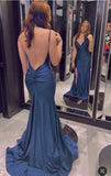 Royal Purple Mermaid Gown ??Glitter Satin Backless Prom Dress with Slits for Formal Events &Quinceanera HZ1108