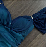 Glitter Blue Sweetheart Neck Bodycon Dress Ruffled Party Dress Spaghetti Strap Evening Dress HZ1108