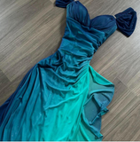 Glitter Blue Sweetheart Neck Bodycon Dress Ruffled Party Dress Spaghetti Strap Evening Dress HZ1108