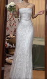 White Elegant Spaghetti Strap Mermaid Long Prom Dress Simple Wedding Party Dress HZ1108