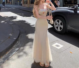 Purple Sweet Lace Applique Spaghetti Strap Mermaid Sleeveless Long Birthday Prom Dress Adult Ceremony Graduation Prom Dress HZ1108