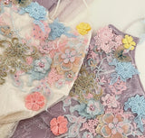 Purple Sweet Lace Applique Spaghetti Strap Mermaid Sleeveless Long Birthday Prom Dress Adult Ceremony Graduation Prom Dress HZ1108