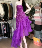 Purple Mermaid Sequined Strapless Tulle Evening HZ1108