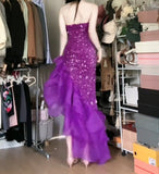 Purple Mermaid Sequined Strapless Tulle Evening HZ1108