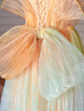 Beautiful Multicolor Strapless A-Line Tulle Long Prom Dress Wedding Dress Birthday Dress HZ1108