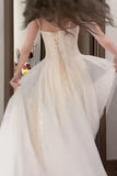 Gentle White Spaghetti Strap A-Line Tulle Sequin Long Prom Dress Simple Birthday Graduation Dress HZ1108