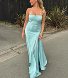 Elegant Lilac Dresses Gowns Evening Dresses Spaghetti Straps Long Prom Dress Satin Formal Party Dress HZ1108