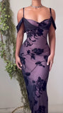 Unique Purple Satin Bodycon Dress Black Tulle Spaghetti Strap Ball Dress Birthday Dress HZ1108