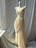 Stunning One Shoulder Beaded Sequin Chiffon Long Prom Dress Formal Evening Dress Simple Bridesmaid Dress HZ1108